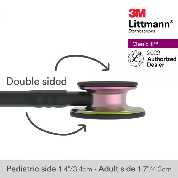 3M™ Littmann® Classic III Stethoscope, Rainbow Chestpiece, Black Tube 27 inch 5870